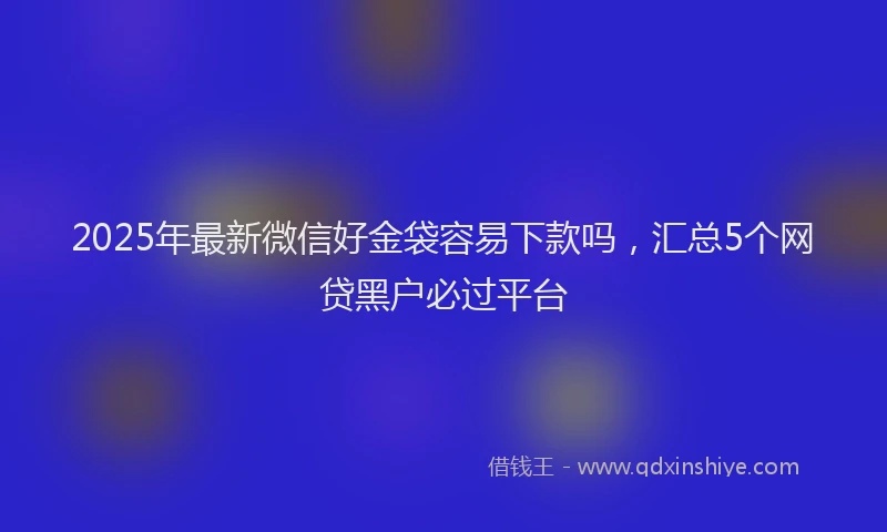 2025年最新微信好金袋容易下款吗，汇总5个网贷黑户必过平台