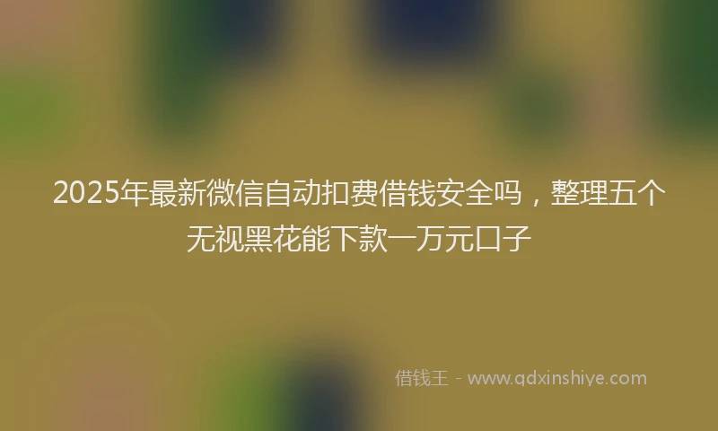 2025年最新微信自动扣费借钱安全吗，整理五个无视黑花能下款一万元口子