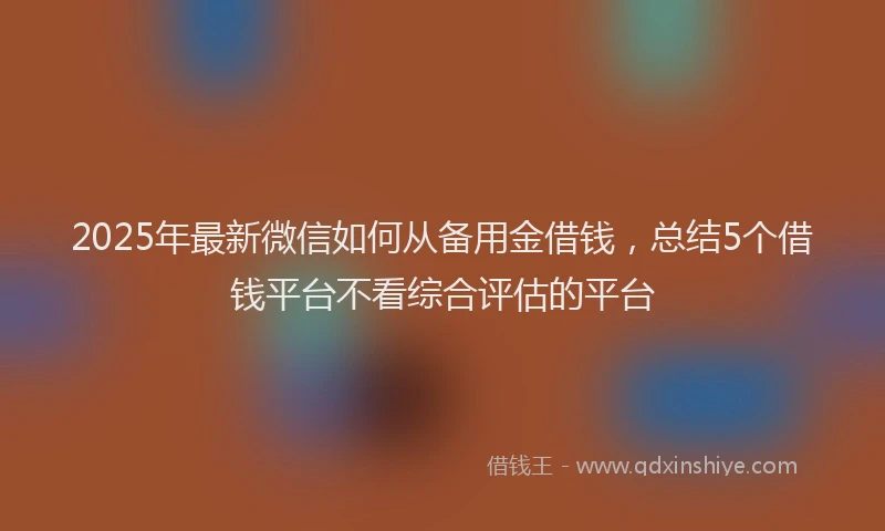 2025年最新微信如何从备用金借钱，总结5个借钱平台不看综合评估的平台
