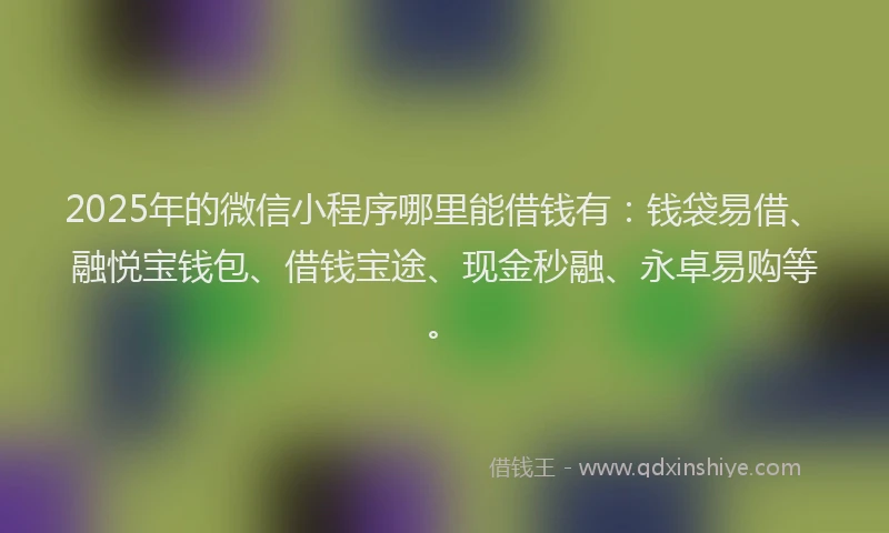 2025年的微信小程序哪里能借钱有：钱袋易借、融悦宝钱包、借钱宝途、现金秒融、永卓易购等。