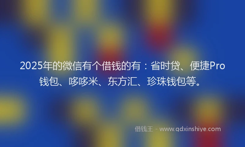 2025年的微信有个借钱的有：省时贷、便捷Pro钱包、哆哆米、东方汇、珍珠钱包等。