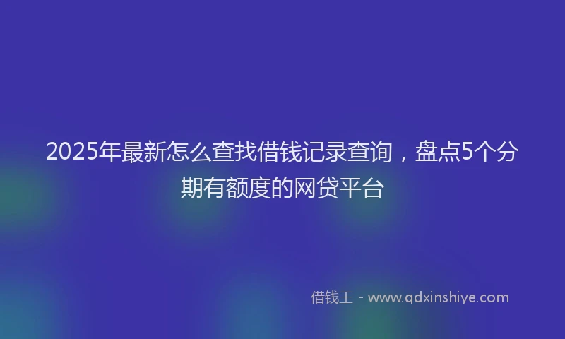 2025年最新怎么查找借钱记录查询，盘点5个分期有额度的网贷平台
