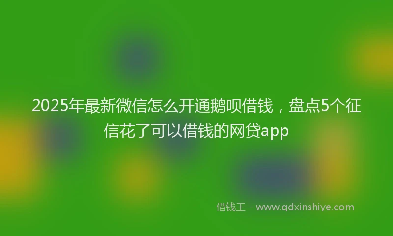 2025年最新微信怎么开通鹅呗借钱，盘点5个征信花了可以借钱的网贷app