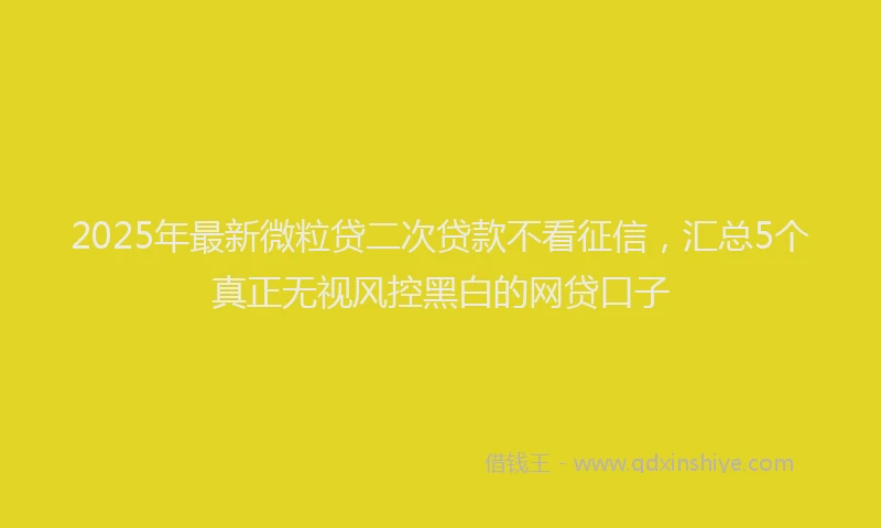 2025年最新微粒贷二次贷款不看征信，汇总5个真正无视风控黑白的网贷口子