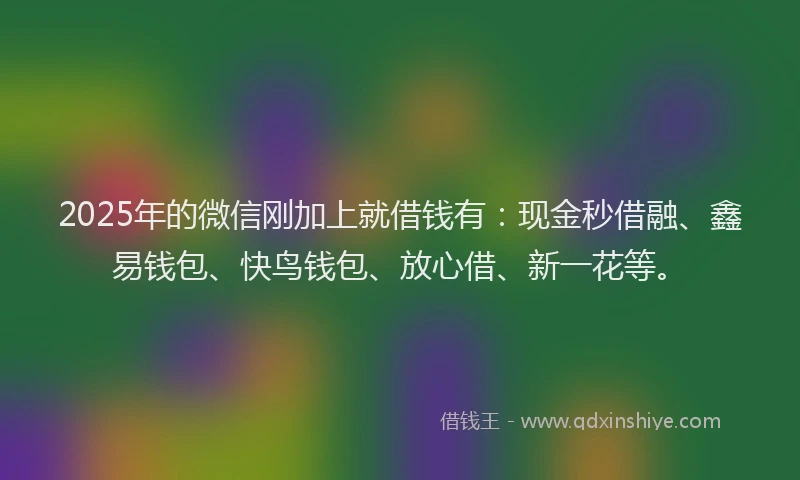 2025年的微信刚加上就借钱有：现金秒借融、鑫易钱包、快鸟钱包、放心借、新一花等。