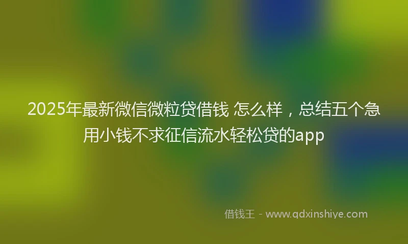 2025年最新微信微粒贷借钱 怎么样，总结五个急用小钱不求征信流水轻松贷的app