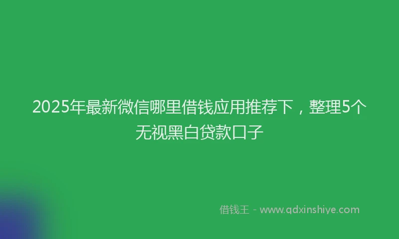 2025年最新微信哪里借钱应用推荐下，整理5个无视黑白贷款口子