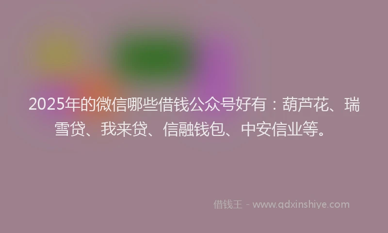 2025年的微信哪些借钱公众号好有：葫芦花、瑞雪贷、我来贷、信融钱包、中安信业等。