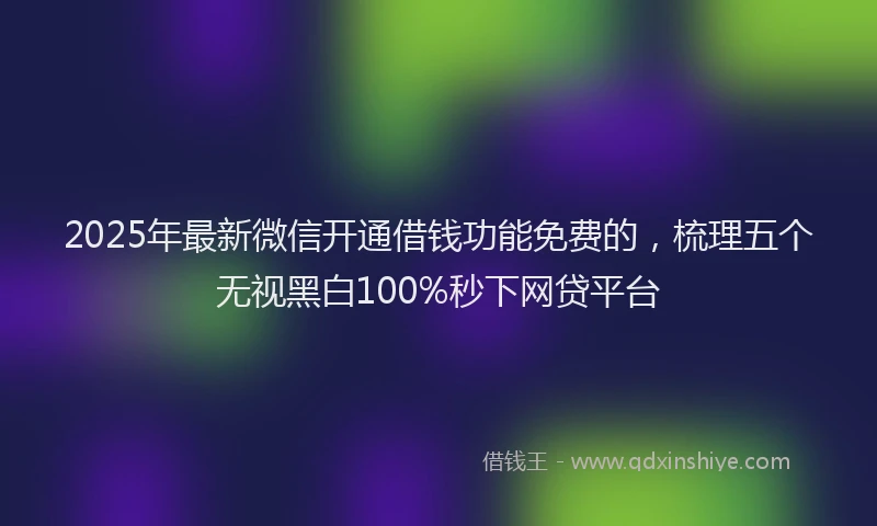 2025年最新微信开通借钱功能免费的，梳理五个无视黑白100%秒下网贷平台