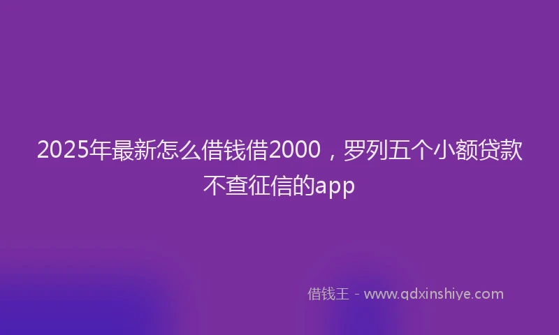 2025年最新怎么借钱借2000，罗列五个小额贷款不查征信的app