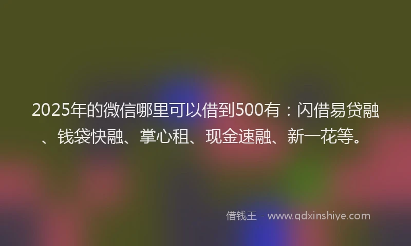 2025年的微信哪里可以借到500有：闪借易贷融、钱袋快融、掌心租、现金速融、新一花等。