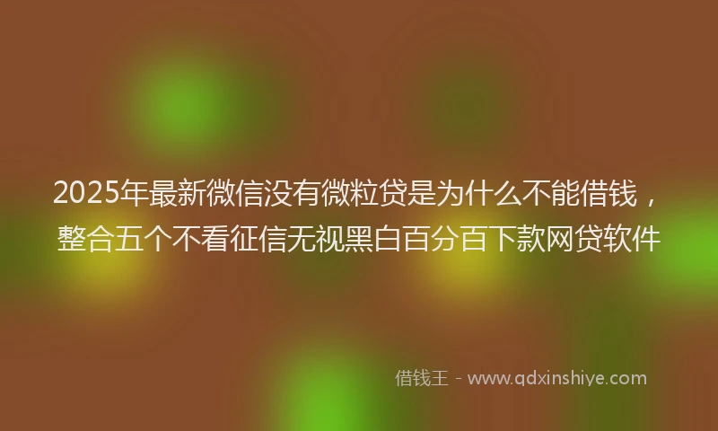 2025年最新微信没有微粒贷是为什么不能借钱，整合五个不看征信无视黑白百分百下款网贷软件