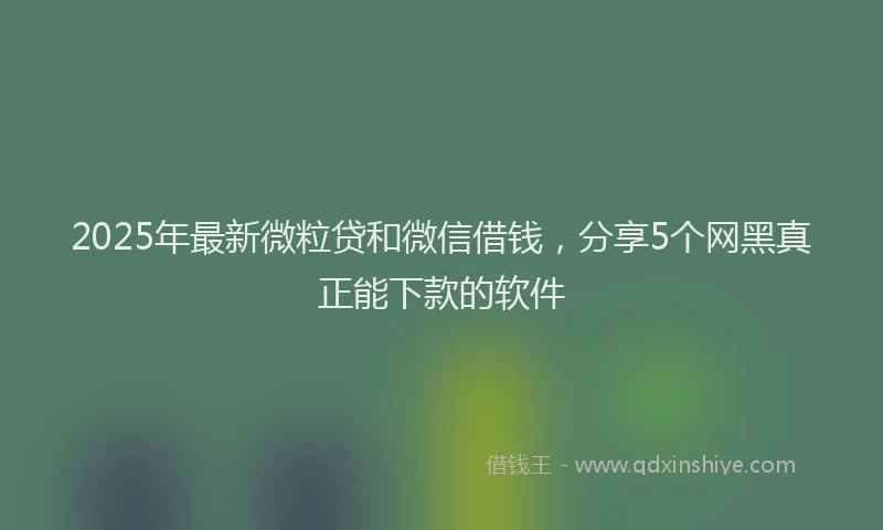 2025年最新微粒贷和微信借钱，分享5个网黑真正能下款的软件