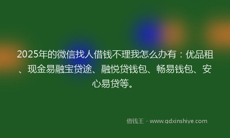 2025年的微信找人借钱不理我怎么办有：优品租、现金易融宝贷途、融悦贷钱包、畅易钱包、安心易贷等。