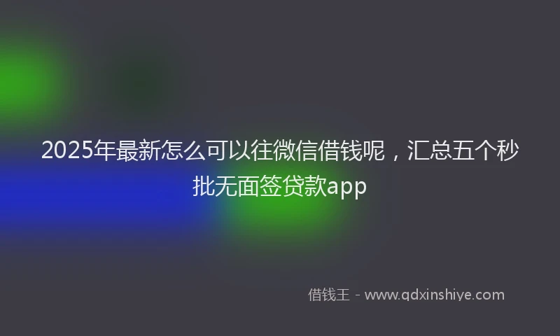 2025年最新怎么可以往微信借钱呢，汇总五个秒批无面签贷款app