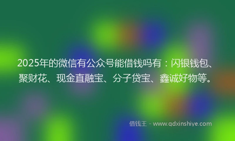 2025年的微信有公众号能借钱吗有：闪银钱包、聚财花、现金直融宝、分子贷宝、鑫诚好物等。