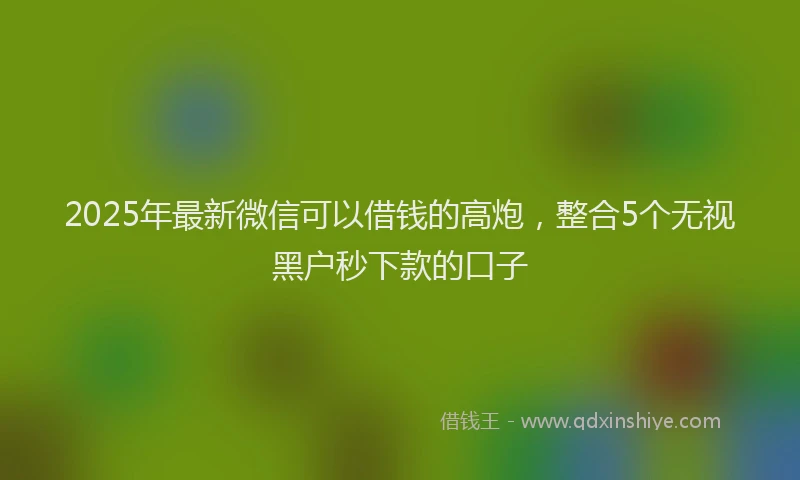 2025年最新微信可以借钱的高炮，整合5个无视黑户秒下款的口子