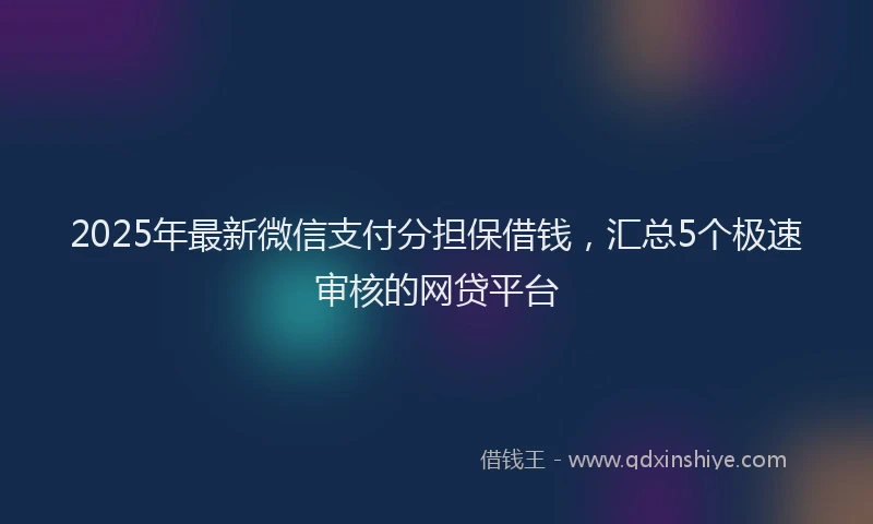 2025年最新微信支付分担保借钱，汇总5个极速审核的网贷平台