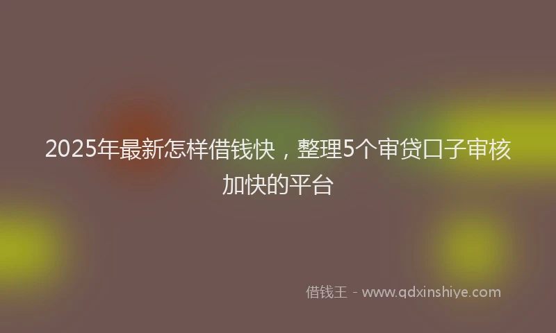 2025年最新怎样借钱快，整理5个审贷口子审核加快的平台