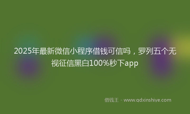 2025年最新微信小程序借钱可信吗，罗列五个无视征信黑白100%秒下app