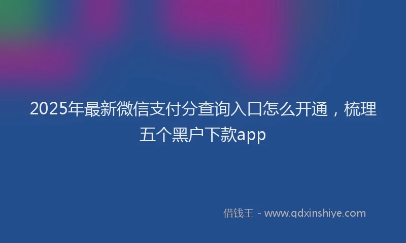 2025年最新微信支付分查询入口怎么开通，梳理五个黑户下款app