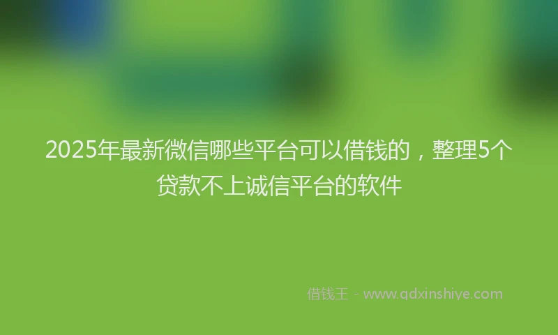 2025年最新微信哪些平台可以借钱的，整理5个贷款不上诚信平台的软件