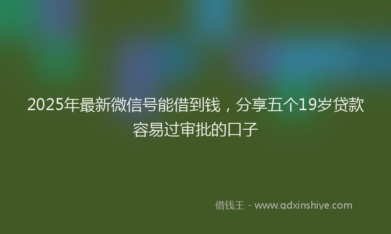 2025年最新微信号能借到钱，分享五个19岁贷款容易过审批的口子