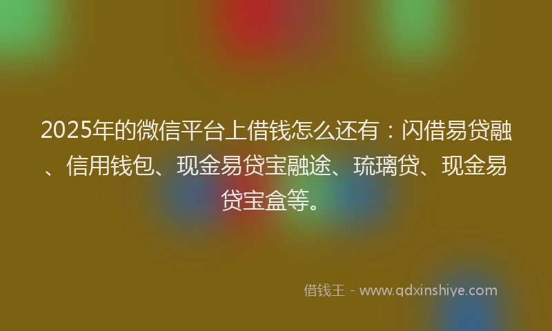 2025年的微信平台上借钱怎么还有：闪借易贷融、信用钱包、现金易贷宝融途、琉璃贷、现金易贷宝盒等。