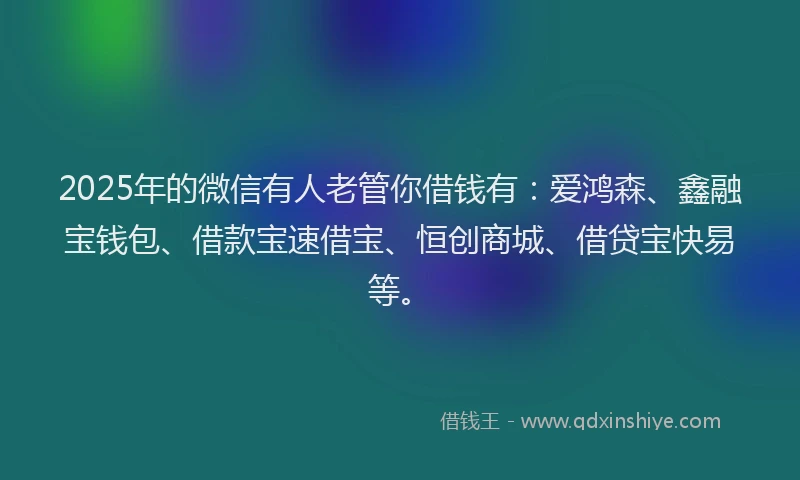 2025年的微信有人老管你借钱有：爱鸿森、鑫融宝钱包、借款宝速借宝、恒创商城、借贷宝快易等。