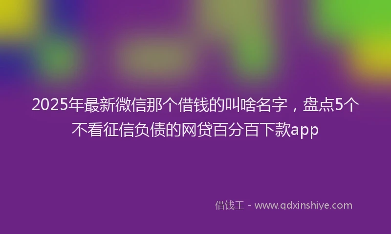 2025年最新微信那个借钱的叫啥名字，盘点5个不看征信负债的网贷百分百下款app