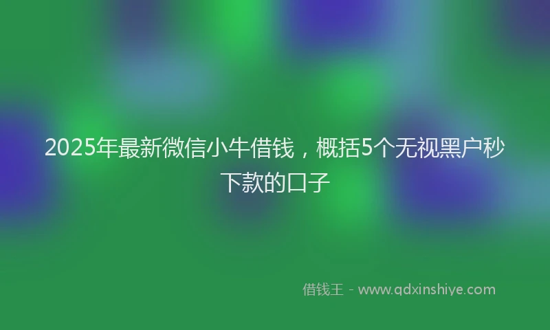 2025年最新微信小牛借钱，概括5个无视黑户秒下款的口子