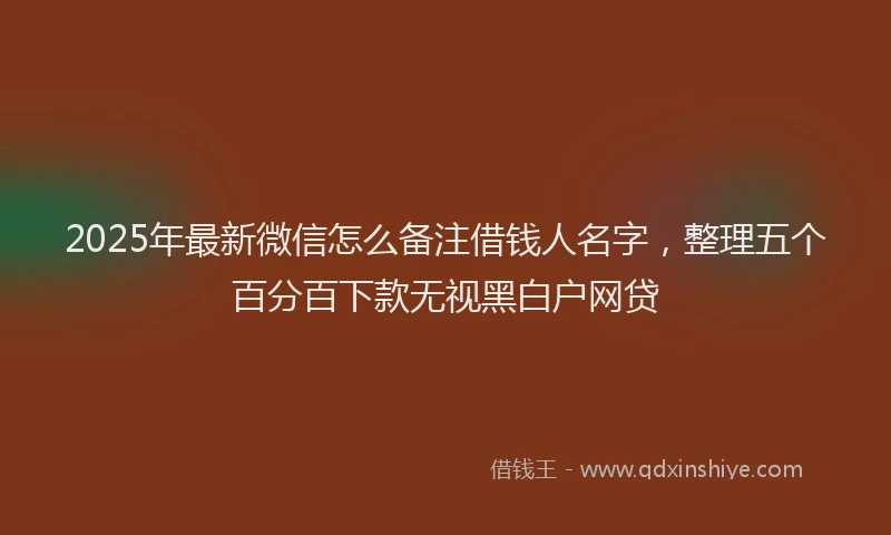 2025年最新微信怎么备注借钱人名字，整理五个百分百下款无视黑白户网贷