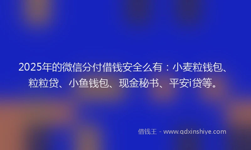 2025年的微信分付借钱安全么有：小麦粒钱包、粒粒贷、小鱼钱包、现金秘书、平安i贷等。