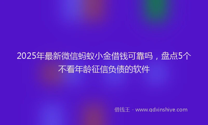 2025年最新微信蚂蚁小金借钱可靠吗，盘点5个不看年龄征信负债的软件