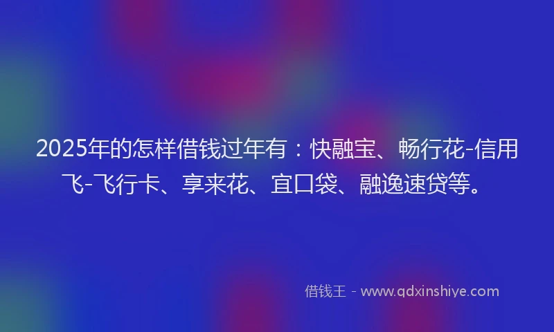 2025年的怎样借钱过年有：快融宝、畅行花-信用飞-飞行卡、享来花、宜口袋、融逸速贷等。