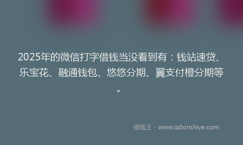 2025年的微信打字借钱当没看到有：钱站速贷、乐宝花、融通钱包、悠悠分期、翼支付橙分期等。