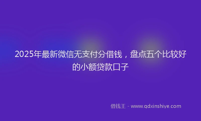 2025年最新微信无支付分借钱，盘点五个比较好的小额贷款口子