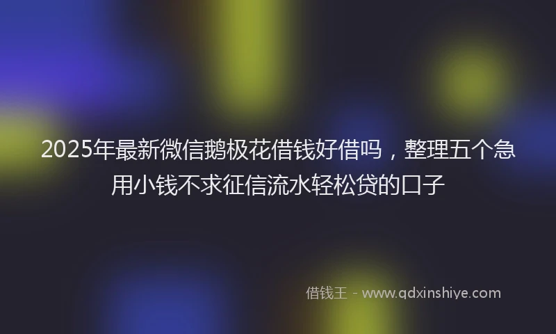 2025年最新微信鹅极花借钱好借吗，整理五个急用小钱不求征信流水轻松贷的口子
