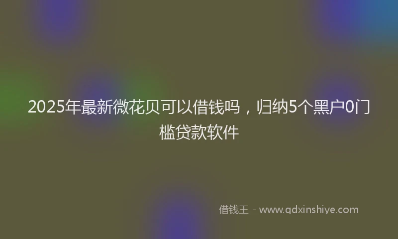 2025年最新微花贝可以借钱吗，归纳5个黑户0门槛贷款软件