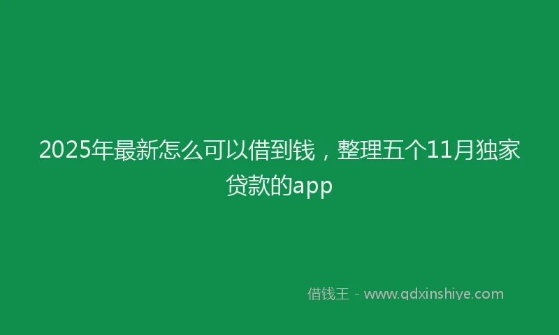 2025年最新怎么可以借到钱，整理五个11月独家贷款的app