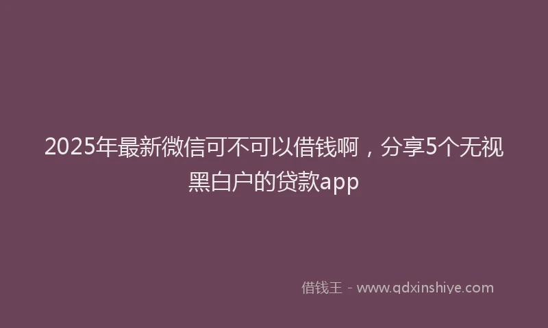 2025年最新微信可不可以借钱啊，分享5个无视黑白户的贷款app