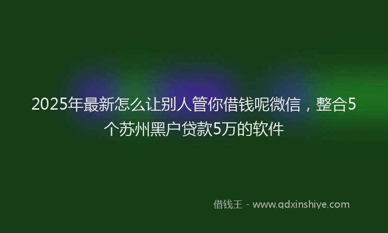 2025年最新怎么让别人管你借钱呢微信，整合5个苏州黑户贷款5万的软件