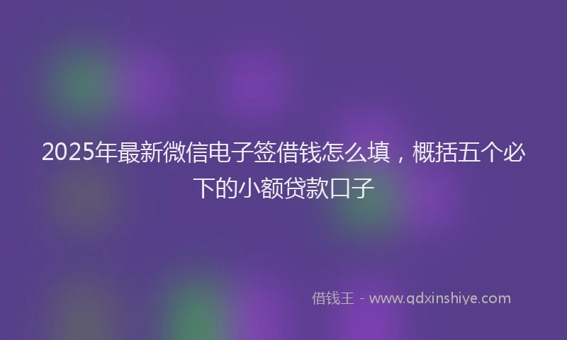 2025年最新微信电子签借钱怎么填，概括五个必下的小额贷款口子