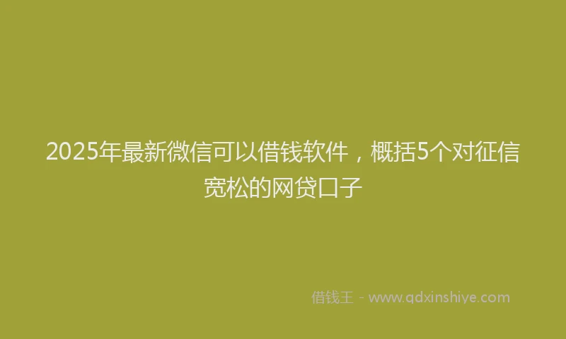 2025年最新微信可以借钱软件，概括5个对征信宽松的网贷口子