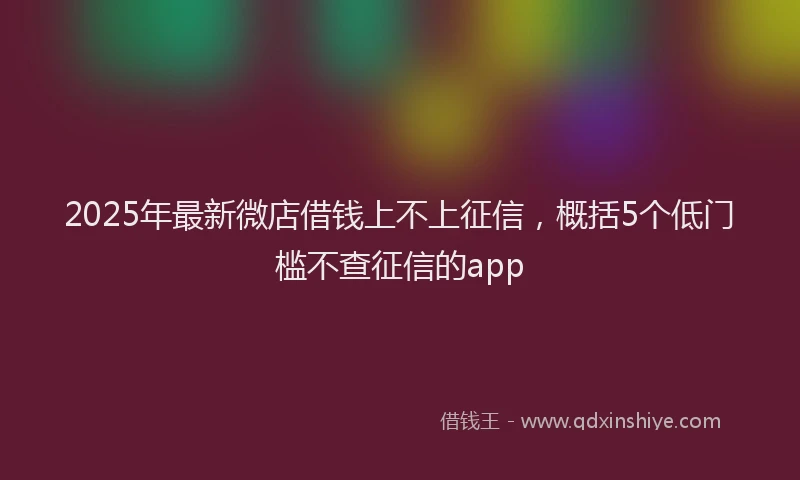 2025年最新微店借钱上不上征信，概括5个低门槛不查征信的app