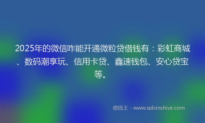 2025年的微信咋能开通微粒贷借钱有：彩虹商城、数码潮享玩、信用卡贷、鑫速钱包、安心贷宝等。