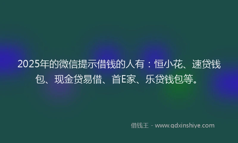 2025年的微信提示借钱的人有：恒小花、速贷钱包、现金贷易借、首E家、乐贷钱包等。