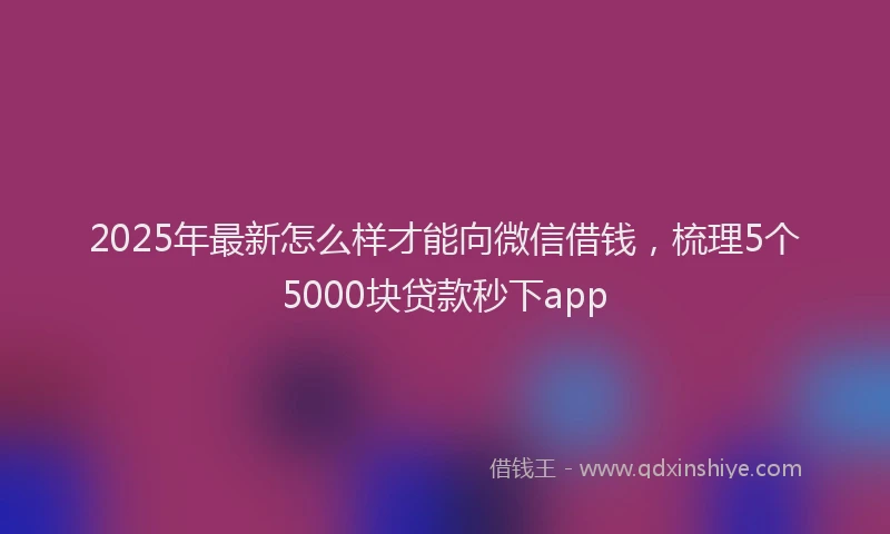 2025年最新怎么样才能向微信借钱，梳理5个5000块贷款秒下app