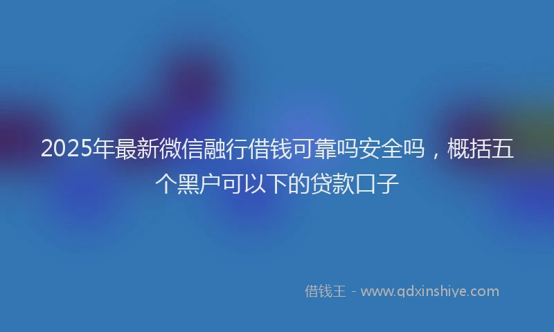 2025年最新微信融行借钱可靠吗安全吗，概括五个黑户可以下的贷款口子