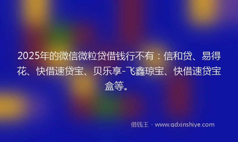 2025年的微信微粒贷借钱行不有：信和贷、易得花、快借速贷宝、贝乐享-飞鑫琼宝、快借速贷宝盒等。